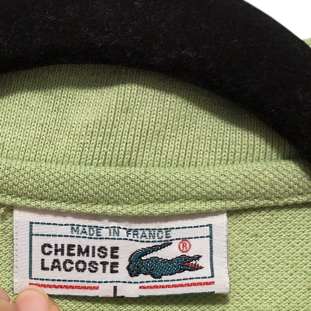 Men's Lacoste Solid Green Collared Button Short S… - image 3